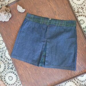 Tommy Jeans Plaid Detail Denim Mini Skirt Y2K SIZE 7